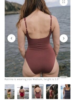 Merino Wool One-Piece Swimsuit - color - clay